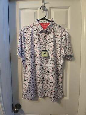 Horn Legend Team Penske Bamboo Charcoal Luxury Print Golf Polo Shirt